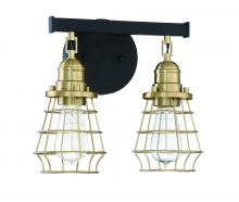  50602-FBSB - Thatcher 2 Light Vanity in Flat Black/Satin Brass