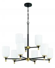  60329-FBSB - Council 9 Light Chandelier in Flat Black/Satin Brass