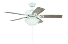 Craftmade TCE42W5C1-C - 42" Twist N Click Fan in White w/ White/Washed Oak Blades (3-Light Bowl)