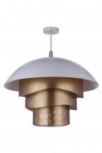  P1011MWWMG-LED - 31.25 Dia Sculptural Statement Dome Pendant with Perforated Metal Shades in Matte White/Matte Gold