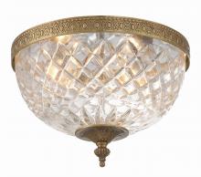  117-12-OB - Crystorama 3 Light Olde Brass Crystal Flush Mount