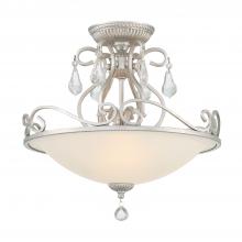  5010-OS-CL-S - Ashton 3 Light Swarovski Strass Crystal Olde Silver Semi Flush Mount