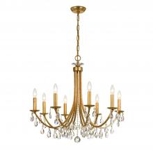  8828-GA-CL-MWP - Bridgehampton 8 Light Hand Cut Crystal Antique Gold Chandelier