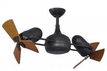  DG-BK-WD - Dagny 360° double-headed rotational ceiling fan in Matte Black finish with solid mahogany tone wo