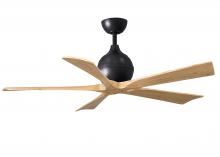  IR5-BK-LM-52 - Irene-5 five-blade paddle fan in Matte Black finish with 52" with light maple blades.