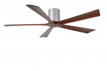  IR5H-BN-WA-60 - Irene-5H five-blade flush mount paddle fan in Brushed Nickel finish with 60” solid walnut tone b