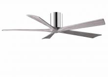  IR5H-CR-BW-60 - Irene-5H five-blade flush mount paddle fan in Polished Chrome finish with 60” solid barn wood to