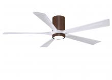  IR5HLK-WN-MWH-60 - IR5HLK five-blade flush mount paddle fan in Walnut finish with 60” solid matte white wood blades