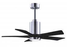  PA5-CR-BK-42 - Patricia-5 five-blade ceiling fan in Polished Chrome finish with 42” solid matte black wood blad