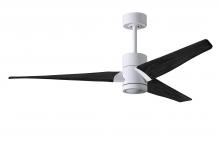  SJ-WH-BK-60 - Super Janet three-blade ceiling fan in Gloss White finish with 60” solid matte blade wood blades