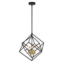  P0372 - Rad 17.5-in. 4 Light Pendant Black and Natural Brass