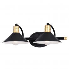  W0435 - Akron 2 Light Vanity Matte Black and Natural Brass with Matte White