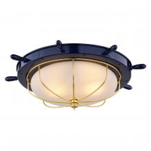  C0316 - Orleans 15-in. W Flush Mount Navy Blue and Matte Gold