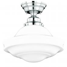  C0176 - Huntley 12-in Semi Flush Ceiling Light Milk Glass Satin Nickel