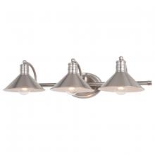  W0377 - Akron 3 Light Vanity Satin Nickel and Matte White