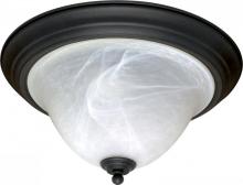  60/383 - Castillo - 2 Light Flush Mount with Alabaster Swirl Glass - Textured Flat Black Finish