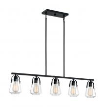  60/7104 - Skybridge - 5 Light Island Pendant with Clear Glass - Matte Black Finish