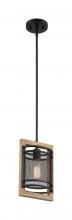  60/7262 - Atelier - 1 Light Mini Pendant with- Black and Honey Wood Finish