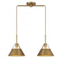  M100107NB - 2-Light Linear Chandelier in Natural Brass