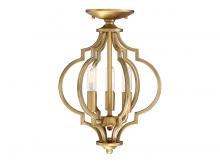  M60055NB - 3-Light Convertible Semi-Flush or Pendant in Natural Brass