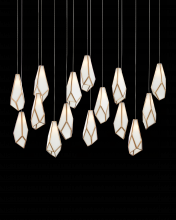  9000-1037 - Glace White 15-Light Linear Multi-Drop Pendant